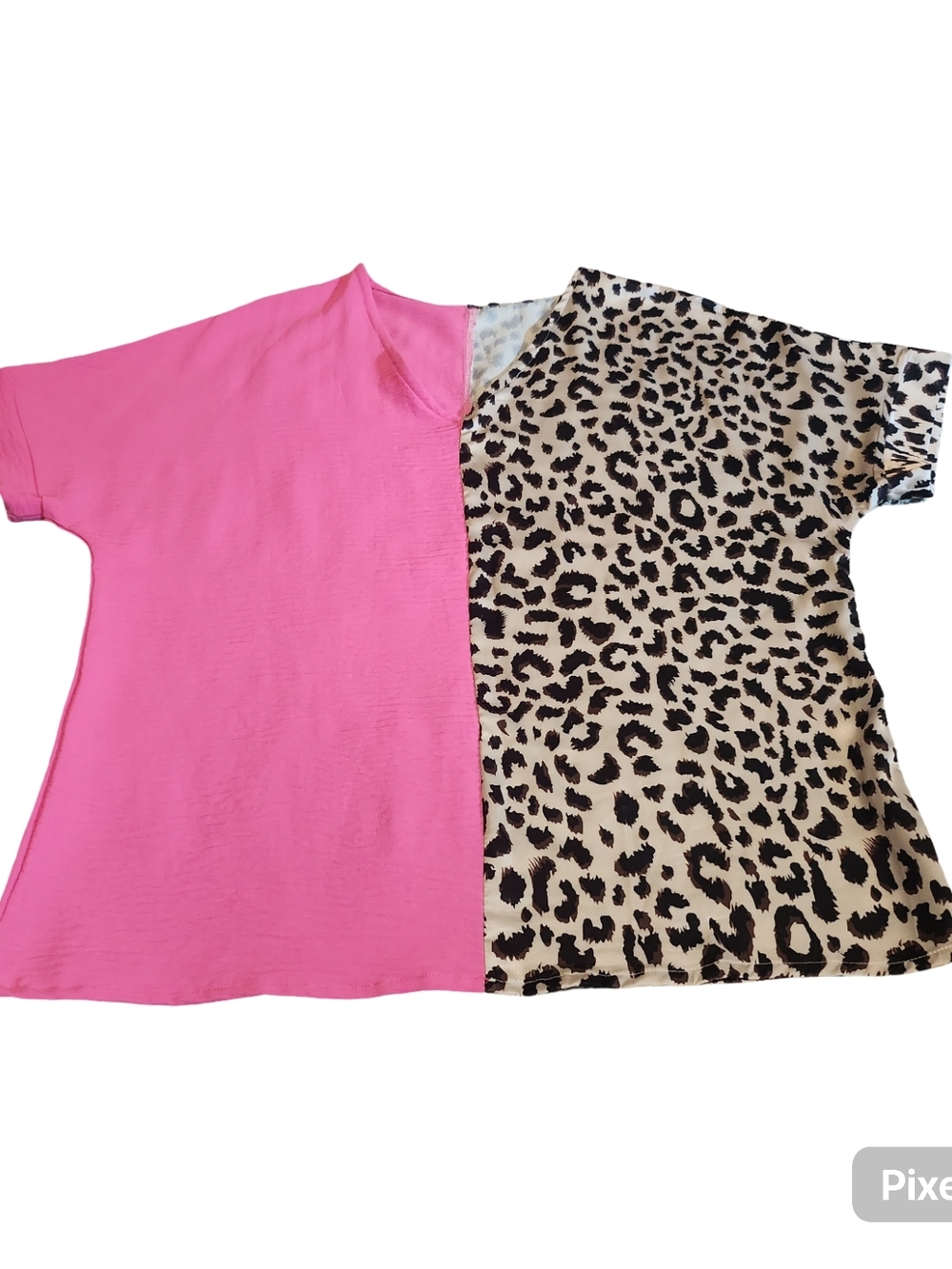 Leopard-Panel Pink Women's Blouse